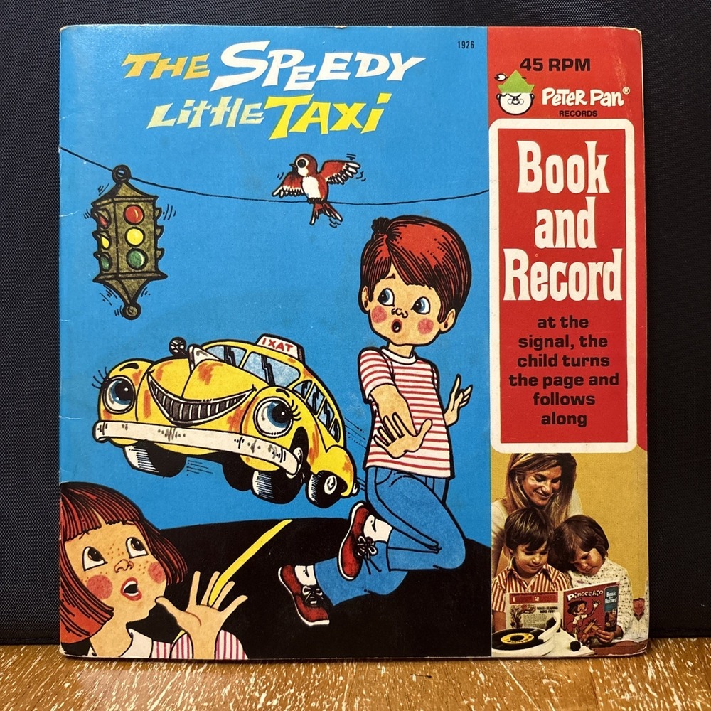 Vintage, The Speedy Little Taxi Book and 45 RPM record - Peter Pan #1926
